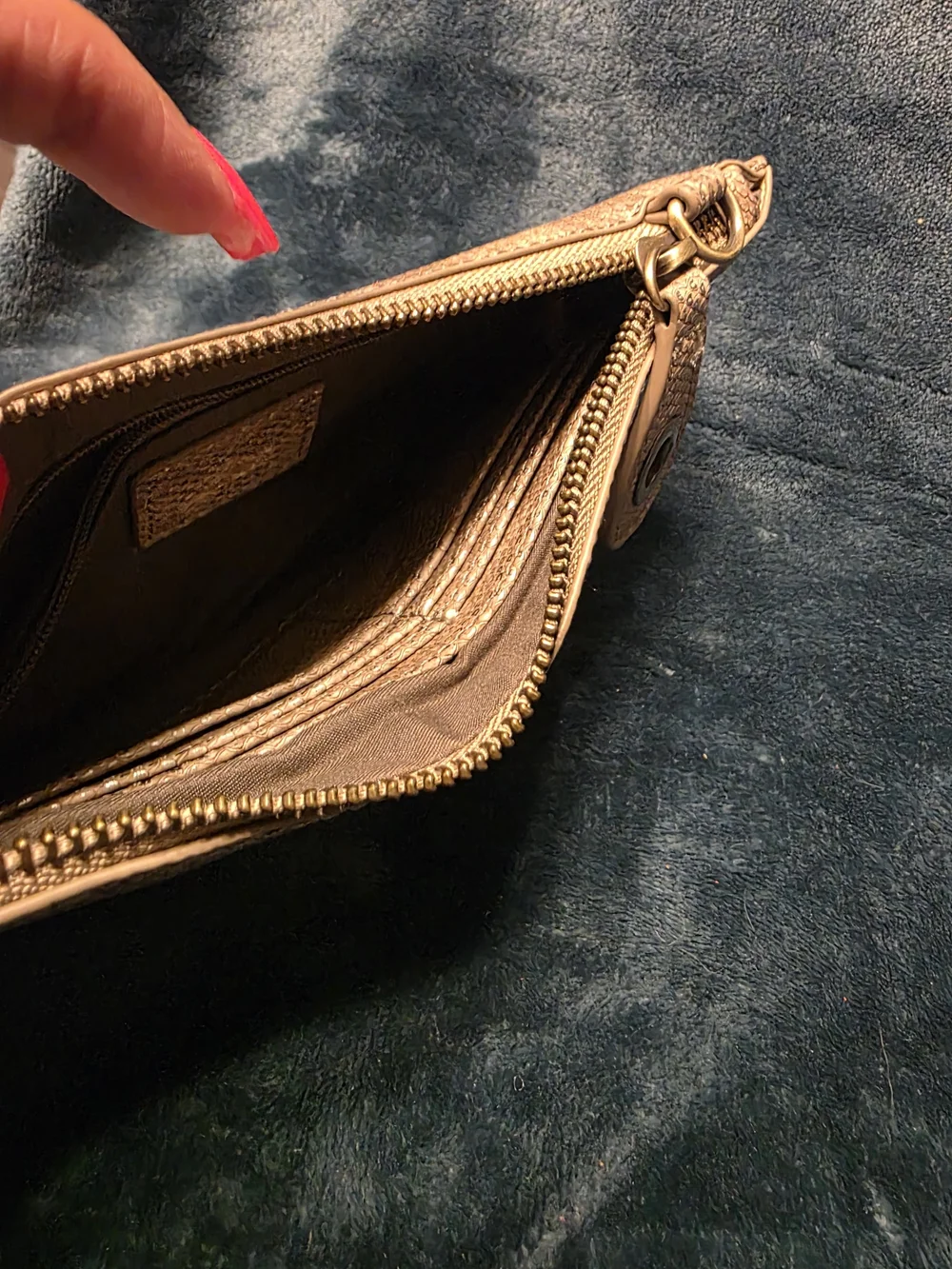 Elegant Gold Textured Python Printed Wallet
